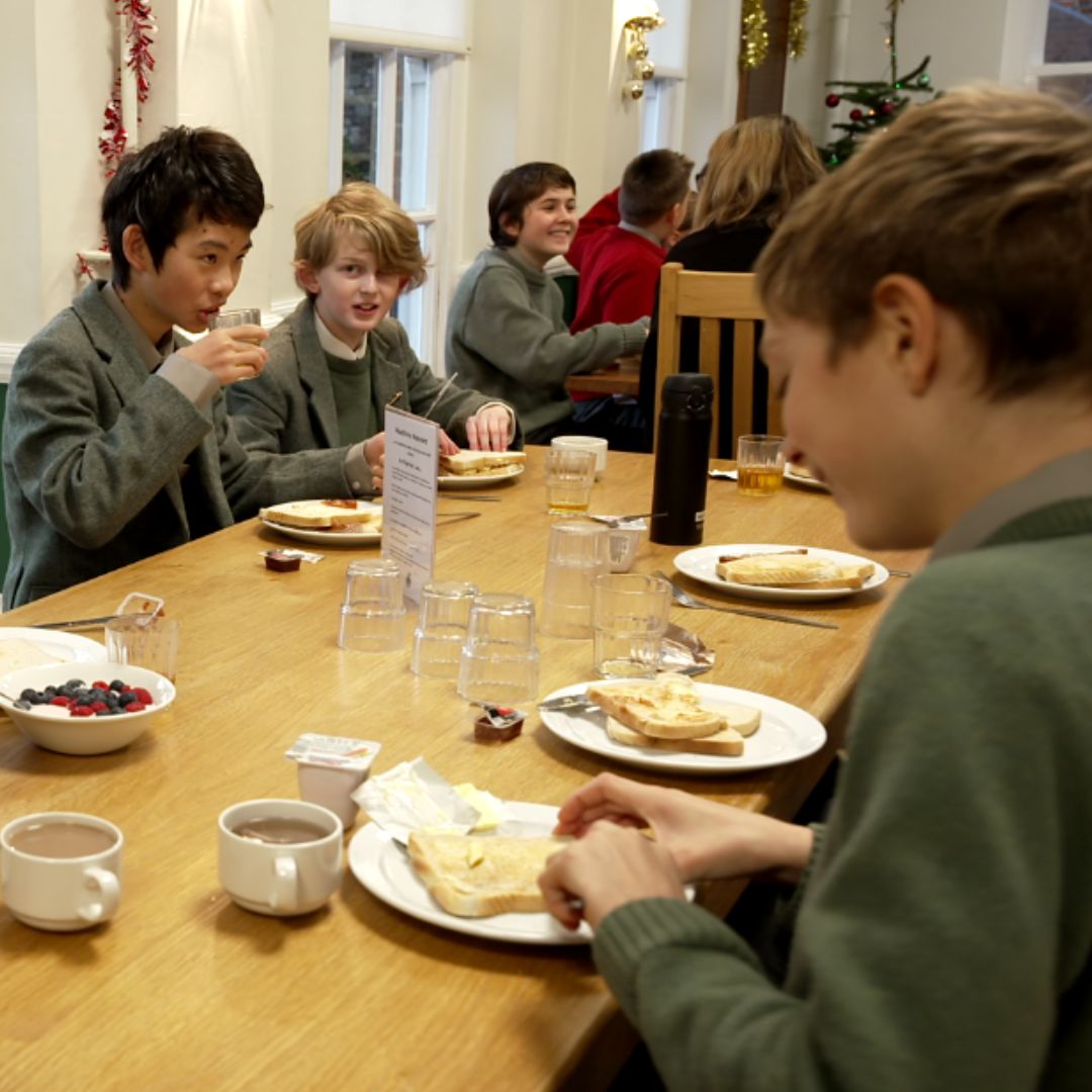 Boys at breakfast in the Dining Hall