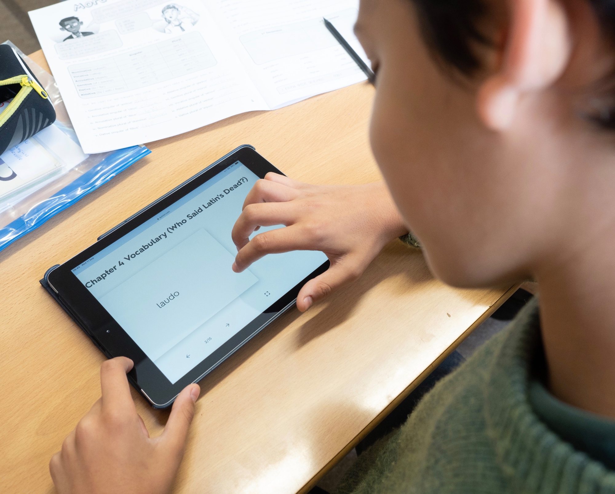 boy working with device