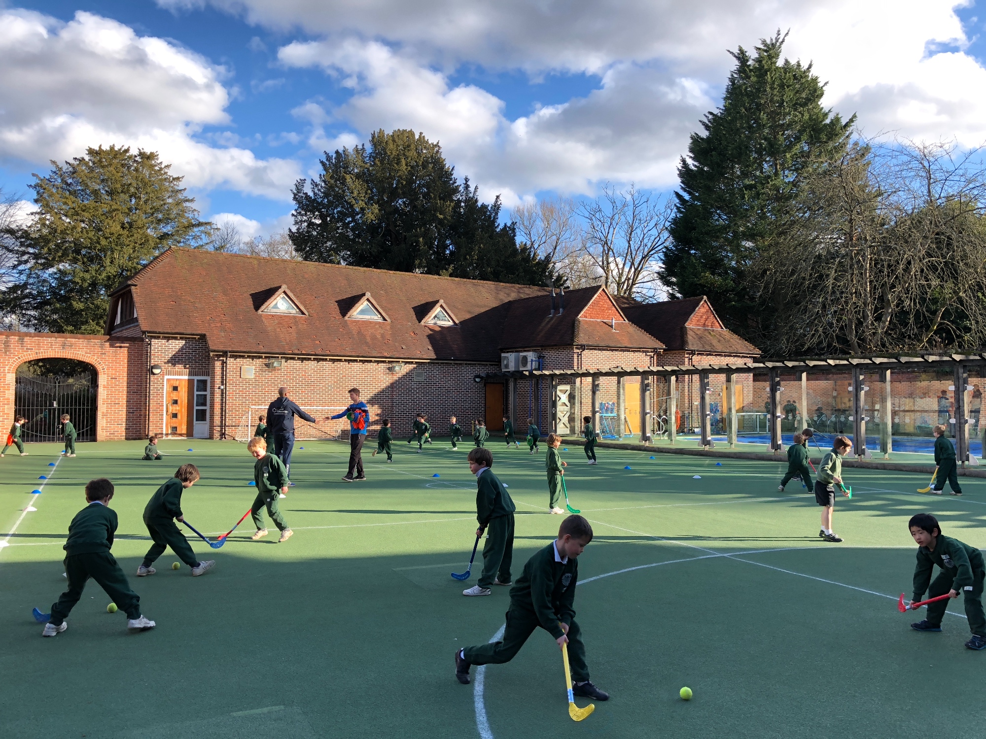 Boys playing hockey